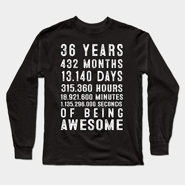 36th Birthday-36 Years 432 Months Of Being Awesome Long Sleeve T-Shirt by EdenWilkinsonStore